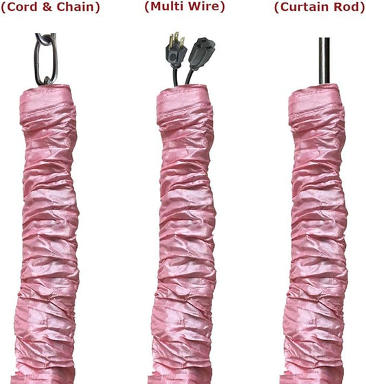 Royal Designs, Inc. Cord & Chain Cover 4 ft Silk Type Fabric, Chandelier Pendant Lighting Chain & Cable Management, Touch Fastener, Pink - 2 Pack