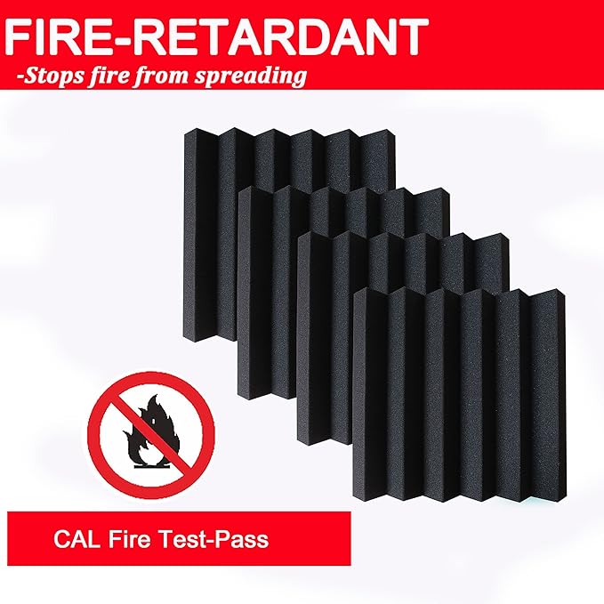 24 Pack Acoustic Panels,2" x 12" x 12"Sound Proof Foam Panels for Wall,Fireproof Absorbing Noise Cancelling Panels,to Absorb Noise and Eliminate Echoes. (12 red+12 black)