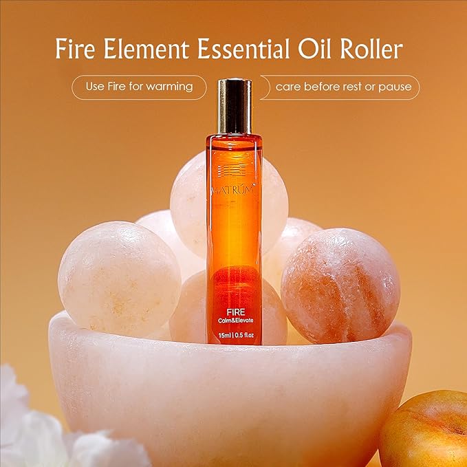 MATRUM Mental Clarity Essential Oil Roller Set Refresh and Elevate | Fire and Metal Element | Graperuit, Cinnamomum Leaf, Sweet Marjoram, Black Pepper, Lemon, Tea Tree, Frankincense, Mentholum