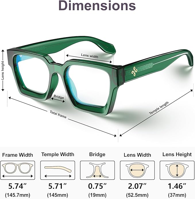 VISOONE Blue Light Blocking Glasses with TR90 Rectangle Frame and Chic Preppy Look for Women Men RIVER