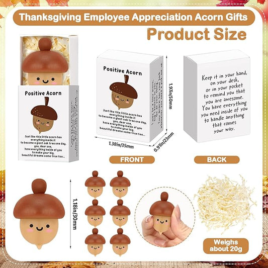 Wettarn 24 Sets Positive Acorn Gifts Cute Stress Balls with Support Gift Boxes Fall Thanksgiving Party Favors for Employee Coworker Friends Office Inspirational Relief Toys
