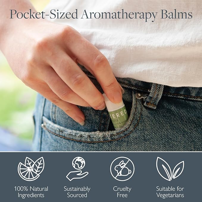 Scentered Aromatherapy Gift Set, Mini Roll On Essential Oil Balms for Sleep, Focus, Stress-Relief, Calm, Mood Boost - 6 x Premium Blends, 100% Natural - Aromatherapy Gifts for Women