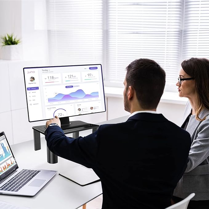 Pholiten Monitor Stand Riser 3 Height Adjustable, Desk Organizer for Monitor with Airflow Vents, Laptop Stand for Desk, Up to 44lbs