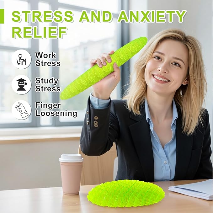 Fidget Worm Toy: Fidget Toys Adults |Fidgets for Kids, Adults | Desk Fidgets for Autism, Anxiety, Stress, ADHD | Calming Toys for Autistic Kids | Quiet Sensory Fidget Toys for Classroom(Green, Small)