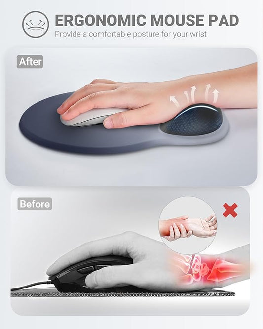 Ergonomic Mouse Pad Wrist Support Set, Memory Foam Keyboard Wrist Rest Set, Keyboard Pad, Non-Slip Base Mousepad(Gradient Blue Black Set)