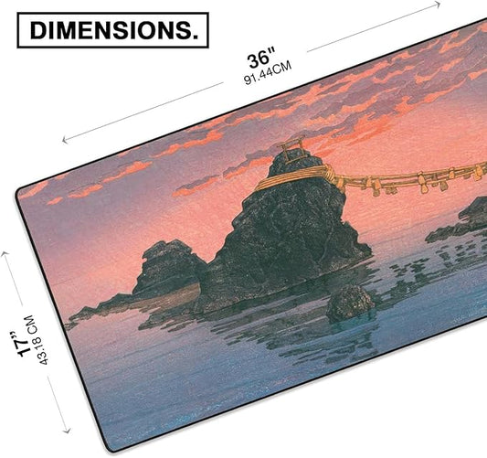 MPCO. Ukiyo-E Large Gaming Desk Pad - 36" x 17" Aeroglyde Fabric Futamigaura Desk Mats - Washable, Smooth Glide for Precision Gaming & Work