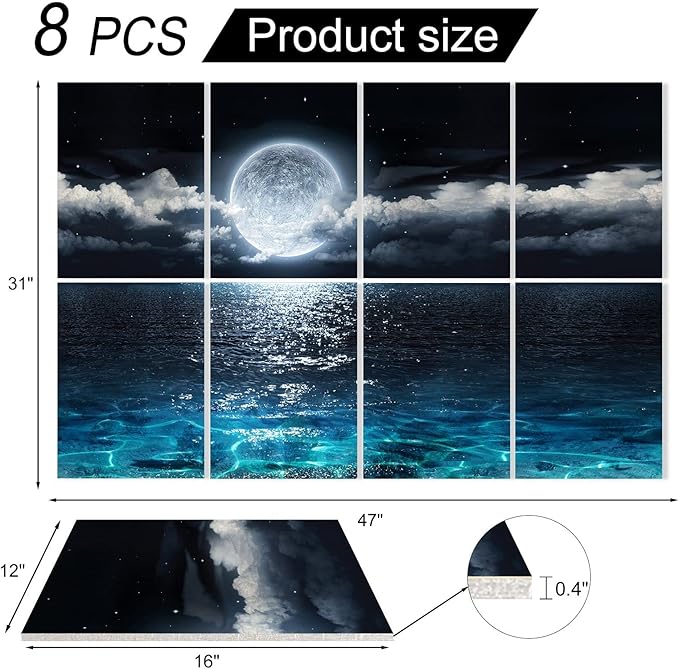 YPY Acoustic Panels, Soundproof Wall Panels: Sound Absorbing Wall Art, 8 Pack 48"x32" Decorative Sound Proofing Panels, Acoustical Treatment Better than Sound Proof Foam, Noise Cancelling Wall Panels