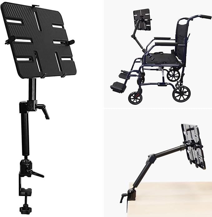 Mount-It! Tablet Pole Mount | Universal Full Motion Holder for iPad, Phone or Tablet | C-Clamp Base | Fits 6-14 Inch Screens