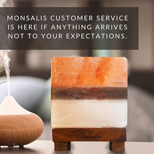 Dual Illumination Salt Rock lamp - Modern Square Pink White and Grey Design of Salt Lamps with dimmer, Adjustable Glow. 100% Real Large Himalayan Crystal Salt Night Light