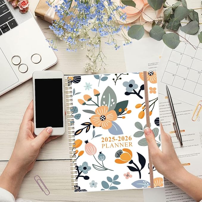 2025-2026 Planner - 17 Months Weekly & Monthly Planner from August 2025 - December 2026, Academic Planner 2025-2026 with Elastic Closure, Inner Pocket, 8.5" x 11", Rose Flower