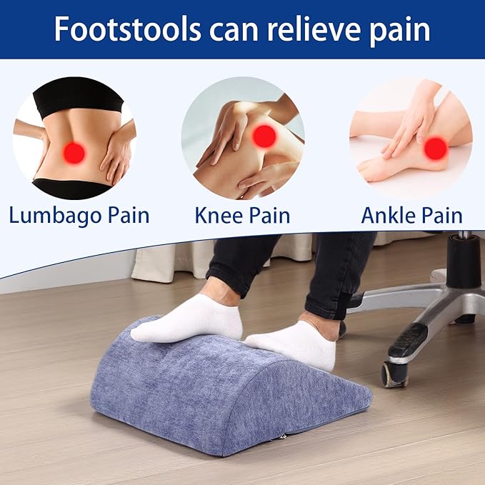 Foot Rest for Under Desk at Work Ergonomic Under Desk Footrest,Support Foot Pillow Double-Sided Footstool, for Office, Home & Gaming Leg Elevation Pillow Blue