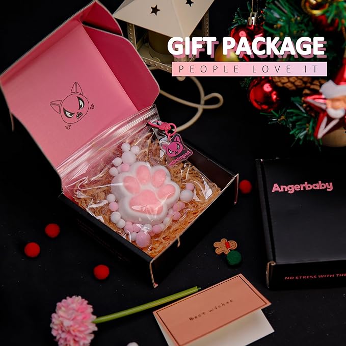 Taba Squishy Paw, Cat Paw Squeeze Toys, Cute Kawaii FuFu Squishies, Sticky Squishy Cat Paw Fur Ball, Kitty Paw Stress Relieving Fur Toys, YoYo Funny Fidget Toys for Gift, Kids-Purple&Pink