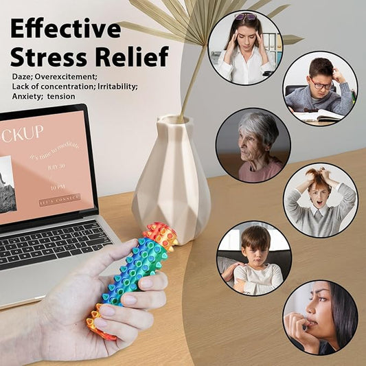 Little Pain Stim Ouchies Fidget Toys for Adults,3D Printed Spiky Pain Stim, Sensory Fidget for Stress & Anxiety Relief, ADHD, Autism,Office Desk Toys, Gifts for Men & Friends (Green Red)