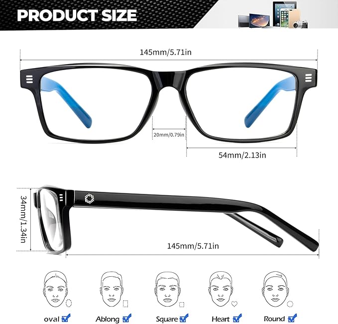 ANYLUV Blue Light Glasses Men Woman, Blue Light Blocking Glasses for Computer Gaming, Eye Strain Relief Eye Protection