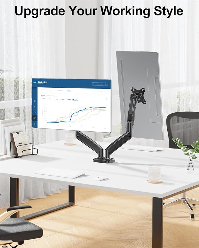 MOUNT PRO Dual Monitor Mount Fits 13 to 32 Inch Computer Screen, Height Adjustable Monitor Stand for 2 Monitors, Gas Spring Display Arm Holds up to 17.6lbs Each, Monitor Desk VESA Mount 75x75, 100x100