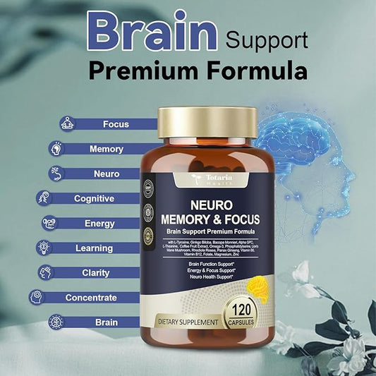 C-affeine Pills Brain Supplements for Memory and Focus L-Tyrosine, Alpha GPC, Ginkgo Biloba, Bacopa Monnieri, Brain Nootropic Cognitive Support - Non-GMO, Gluten Free (120 Counts)