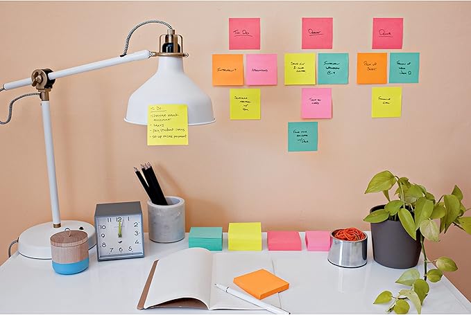 Post-it Super Sticky Notes, 24 Sticky Note Pads, 3 x 3 in., School Supplies, Office Products, 2X The Sticking Power, Supernova Neons Collection