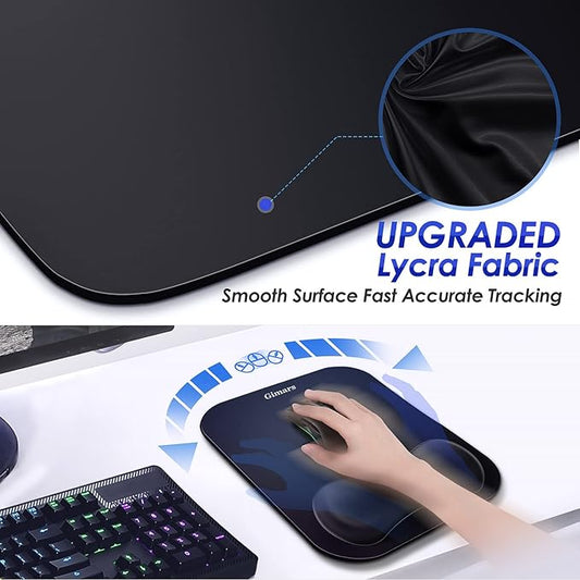 Gimars Mouse Pad with Wrist Rest, Large Smooth Superfine Fibre Memory Foam Ergonomic Mouse Pad, Comfortable Mousepad with Nonslip Base for Pain Relief, Laptop, Computer, Gaming, Office, 11 x 8.26''