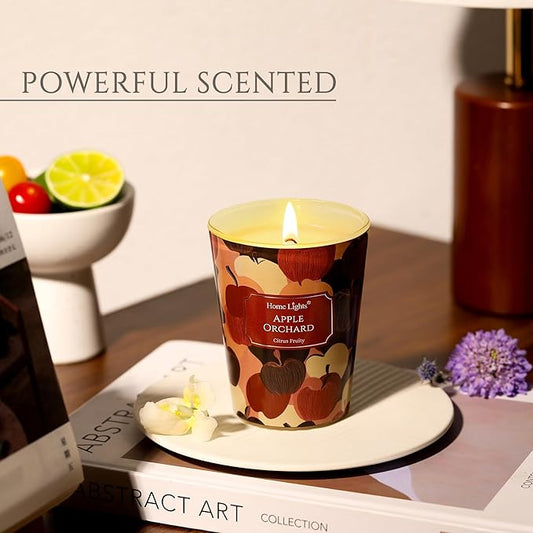 HomeLights Soy Wax Candles for Home Scented, 1-Wick Candles in Apple Orchard Scented, Aromatherapy Candles Gift for Parties, Relaxing, Eclectic Mixed Styles, 6.7oz