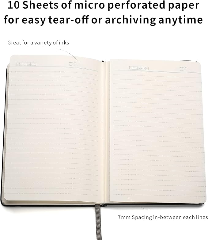 Deziliao Lined Journal Notebooks with Pen Loop, Hardcover Notebook Journal for Work, 100Gsm Premium Thick Paper with Inner Pocket, Medium 5.7"x8.4", (Black, Ruled)