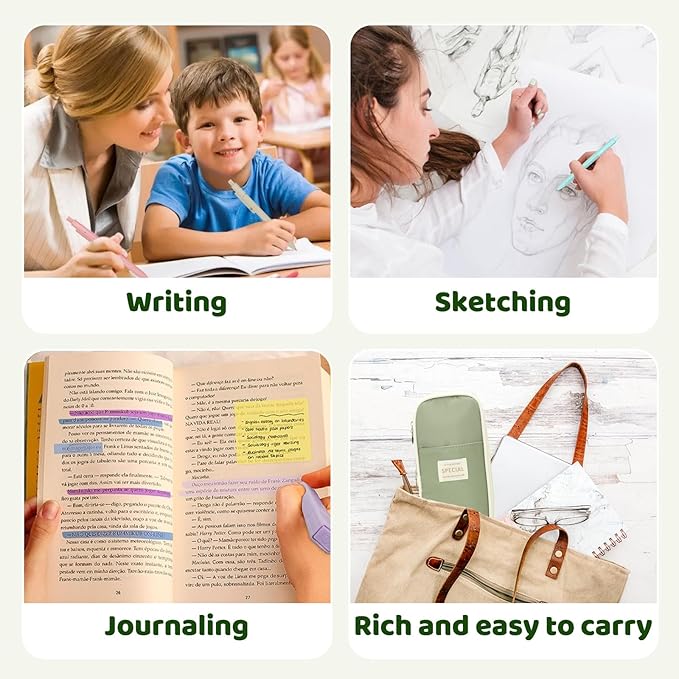 Hifunwu 38 PCS Aesthetic School Supplies with Big Pen Case, 5 Black Ink Gel Pens, 12 Pastel Highlighters, 6 Mechanical Pencils Set 0.5 & 0.7 mm for Students Back to School