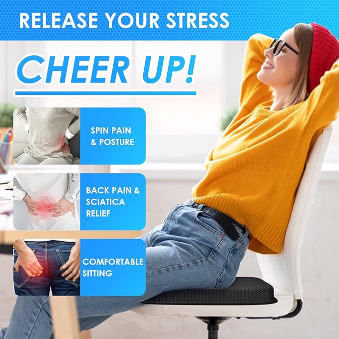 Gel Seat Cushion Portable Travel Cushions, 16.5" x 12" Large Size Super Thick Foldable Chair Seat Cushion Lightweight for Car Office Chair Wheelchair, Pressure Sores Tailbone Pain Relief