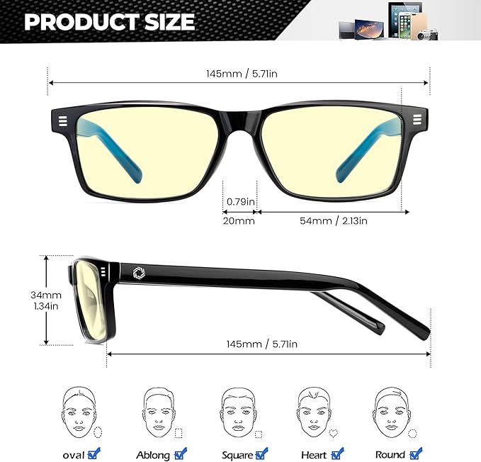 ANYLUV Blue Light Glasses Men Woman, Blue Light Blocking Glasses for Computer Gaming, Eye Strain Relief Eye Protection