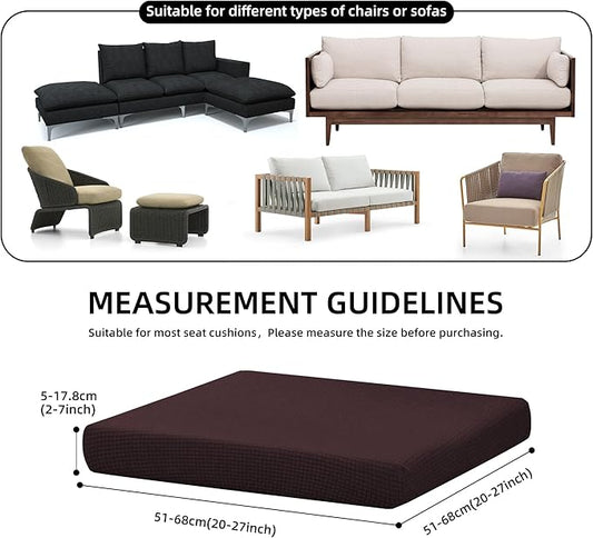 8Pcs Stretch Patio Cushion Cover Outdoor Cushion Cover Slipcovers Couch Cover Waterproof Replacement Sofa Cushion Covers Thick Jacquard Textured Twill Fabric Porch Patio Furniture Protector(Coffee)