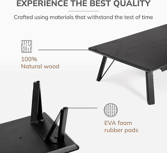 Anji Mountain Monitor Stand - Desktop Organizer & Laptop Riser, Ergonomic Monitor Riser, Space-Saving Monitor Stand for Desk, Durable Construction, Easy Assembly, Ideal for Home & Office,Black