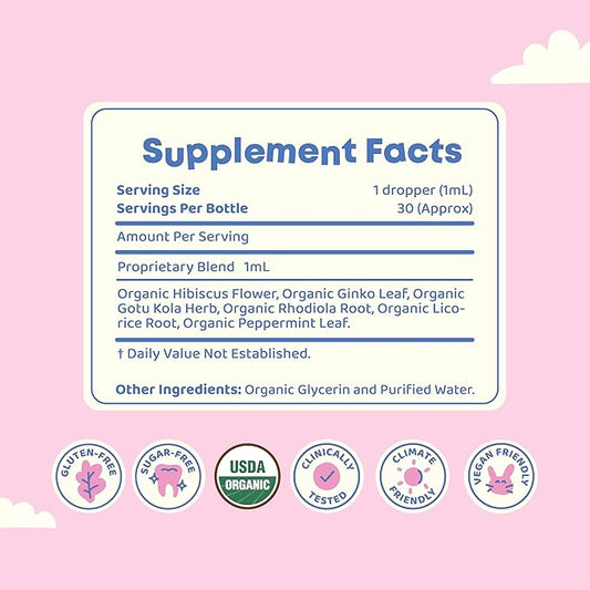 JoySpring Genius Drops - Organic Focus Drops for Kids | Clinically Proven Focus Supplement Helps Kids Perform Better in School | Liquid Herbal Supplement with Ginkgo Biloba (4 fl oz) 120 Servings