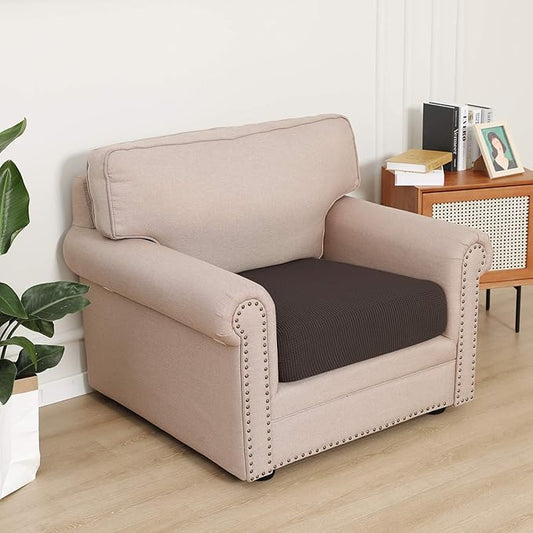 Easy-Going Stretch Chair Cushion Cover Sofa Cushion Furniture Protector Sofa Seat Sofa Slipcover Sofa Cover Soft Flexibility with Elastic Bottom(Chair Cushion, Chocolate)