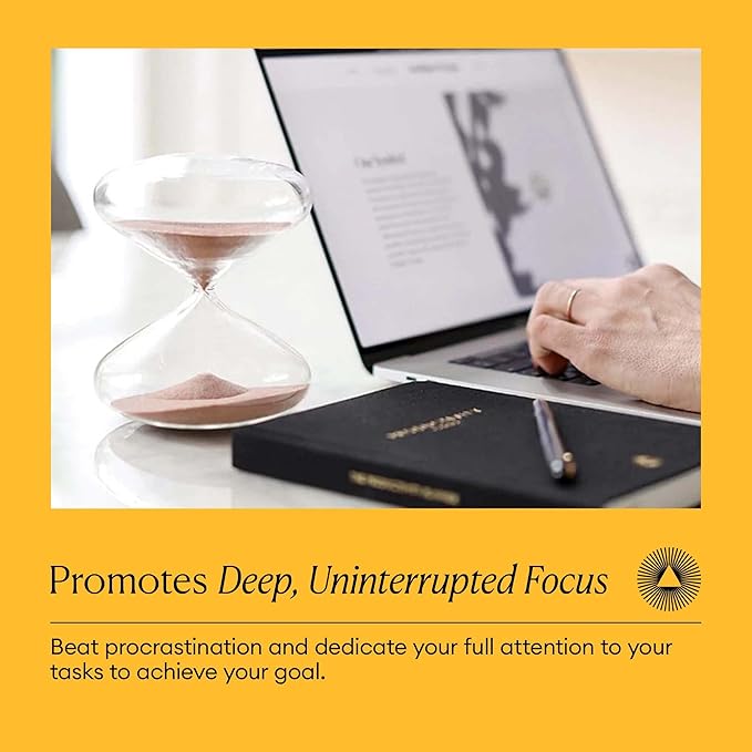 Intelligent Change Mindful Focus 5-Minute Hourglass Sand Timer, Desk Timer for Productivity and Time Management, Minimalist Hourglass Timer, Decorative Gifts, 3.3 (L) x 2.9 (W) inches
