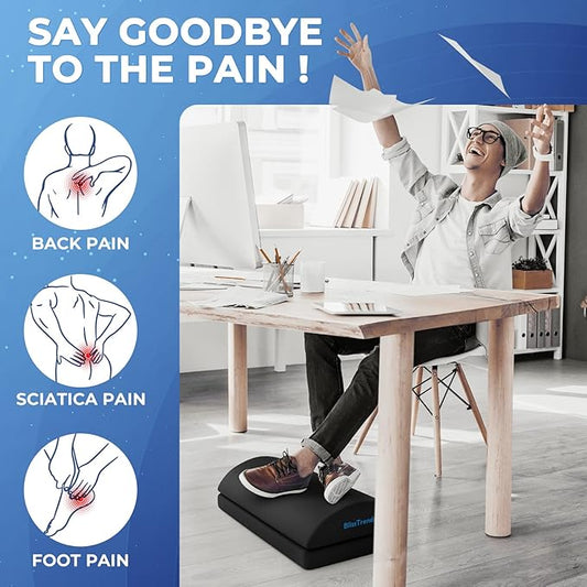 BlissTrends Foot Rest for Under Desk at Work-Versatile Foot Stool with Washable Cover-Comfortable Footrest with 2 Adjustable Heights for Car,Home and Office to Relieve Back,Lumbar,Knee Pain-Black Long