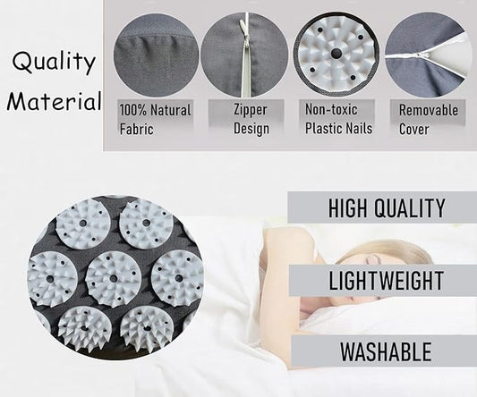 Acupressure Massager Pillow Acupuncture Massage Neck Back Head Pain Relief, Relieves Muscle Stress Relaxation, Grey