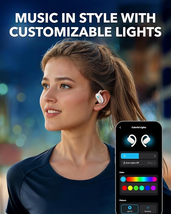 Soundcore V20i by Anker Open-Ear Headphones, Adjustable Ear Hooks, Ultra-Comfort, Snug Fit, Powerful Sound, Clear Calls, IP55, 36H Playtime, Bluetooth 5.4 Wireless Earbuds, Multipoint Connection