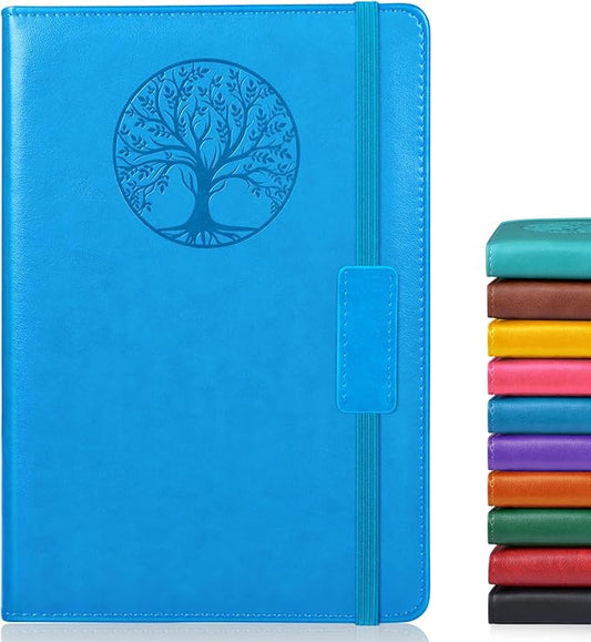 Lined Journal Notebook for Women Men,256 Pages A5 Hardcover Leather Journals for Writing,Travel,Business,Work & School,College Ruled Notebooks for Note Taking,Diary Notepad 5.7"×8.3" blue