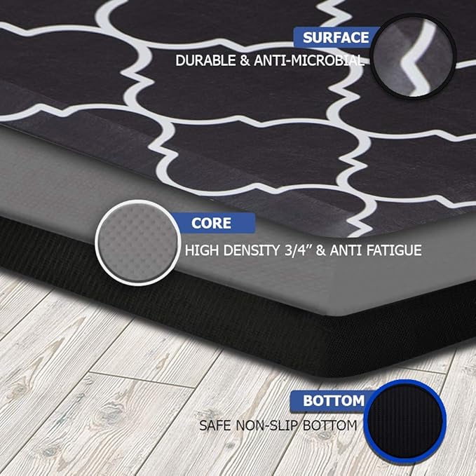 Mabel Home Anti Fatigue Floor Mat- 3 Size(20x32 & 20x39 & 24x70),16 Colors - Standing Desk Mat-Kitchen Floor Mat-Stain ResistantHome Non-Slip Bottom, Extra Soft (Diamond, 24" x 70")