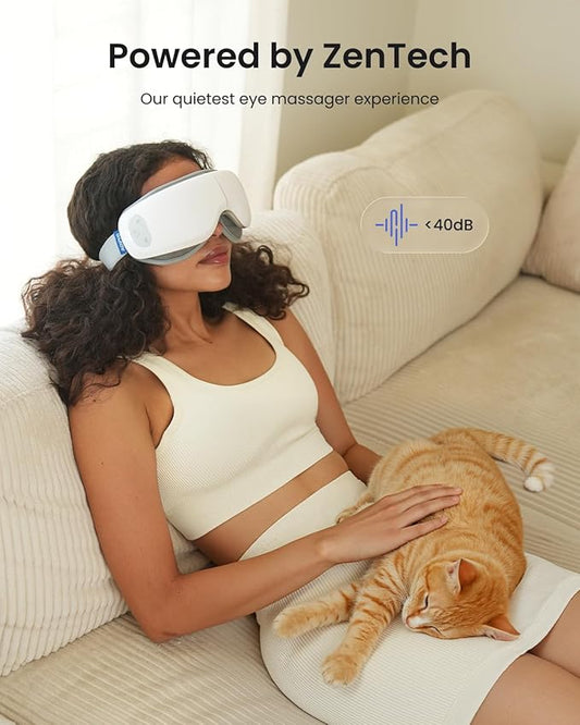 RENPHO Eyeris Zen Ultra-Quiet Eye Massager with Heat,Lightweight Heated Eye Mask for Migraines, Face Massager for Dry Eyes Relief, Birthday Gifts for Women Men