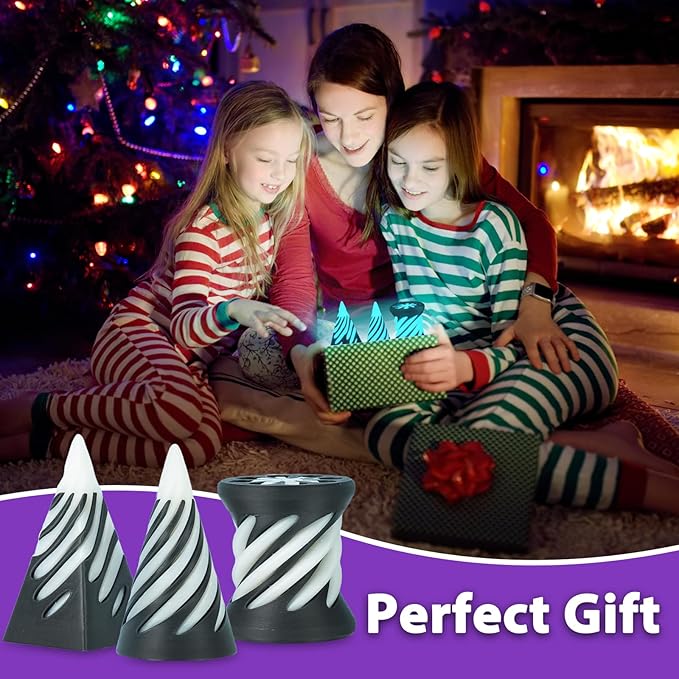 3 Packs Impossible Spiral Cone Fidget Toys,3D Printed Pyramid Passthrough Sculpture,Mini Sensory Toy for Stress Relief Anxiety,Desktop Decor Gifts for Adults & Kids (Fluorescent Blue Black)