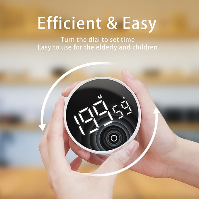 Digital Kitchen Timers, Visual timers Magnetic Countdown Countup Timer Large LED 200 Minutes Display Volume Adjustable for Cooking Fitness Studying, Easy for Kids and Seniors