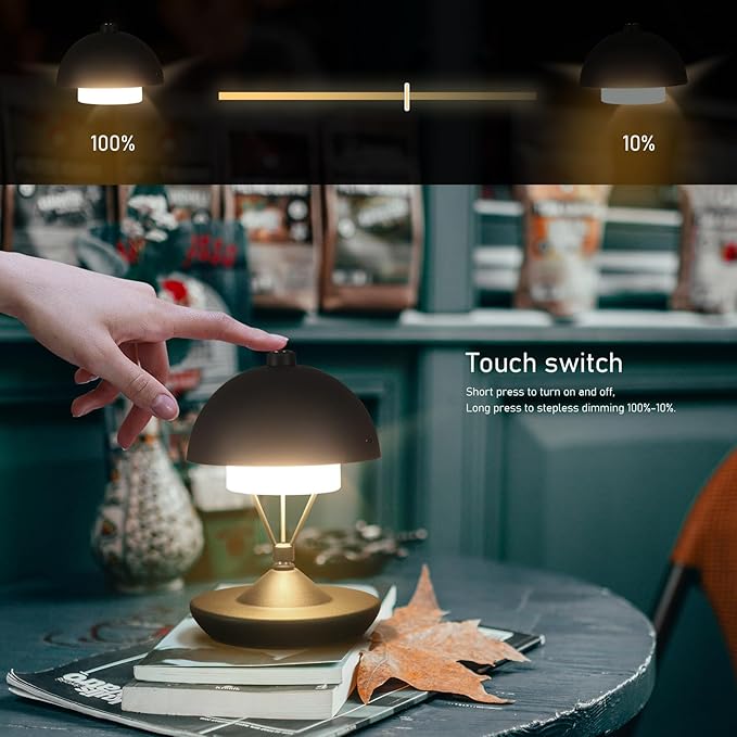 Modern Table Lamp Cordless Portable Desk Lamp, 2700K Stepless Dimming Rechargeable Battery Operated LED Lights for Bedroom, USB-C Charging, Restaurant/Bar/Night Light/Gifts (Sand Black)