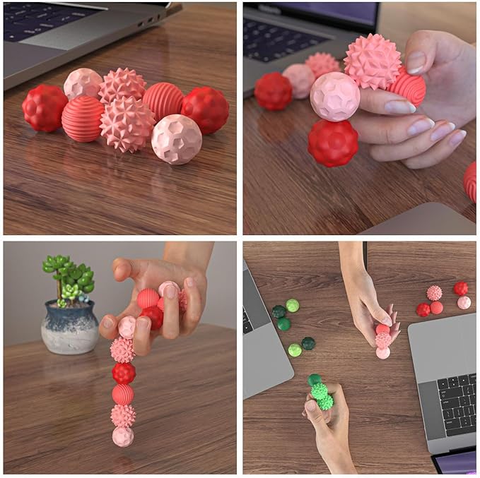 Magnetic Sensory Fidget Balls (8PCS), Weighted Magnet Balls Fidget Toys for Teens Adult ADHD Autism Anxiety, Quiet Stress Relief Office Desk Gadgets, Hand Therapy Sensory Toy Items Gift (Red)