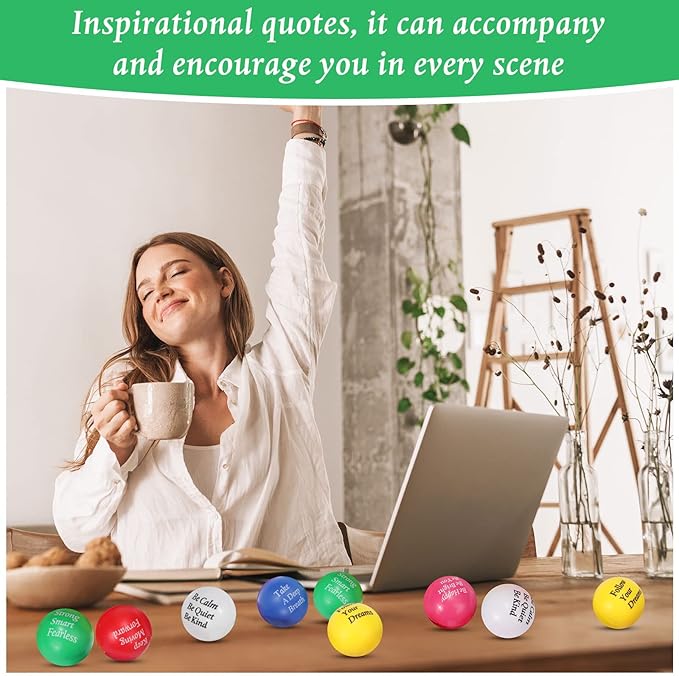 Aoriher 36 Pcs Motivational Stress Balls Colorful Stress Balls Bulk Quotes Inspirational Funny Foam Toys Hand Exercise Gifts for Office Small Toys for Motivating Supply(Classic Color)