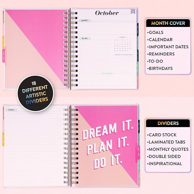 2025-2026 Eccolo Spiral Agenda Planner, She Led A Life, Weekly & Monthly Pages, 18 Months, Sticker Sheets, Inspirational Quotes (7.75 x 8.75, July 2025 - Dec 2026)