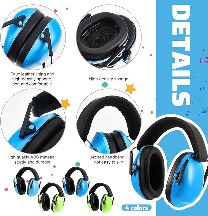 Amylove 4 Pcs Kids Ear Protection Noise Cancelling Headphones Noise Reduction Ear Muffs 27dB Hearing Protection (4 Colors)