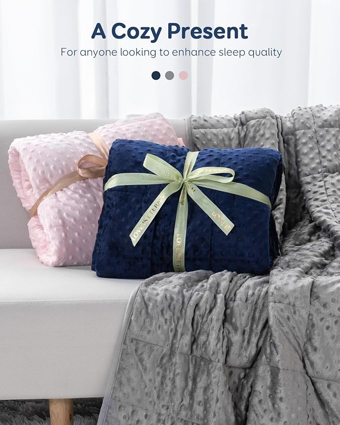 Kivik Minky Dot Weighted Blanket for Adults, 12 lbs Breathable Heavy Throw Blankets, Ultra Soft Cooling Weighted Comforter, Machine Washable, 48"x72" Twin, Dark Green