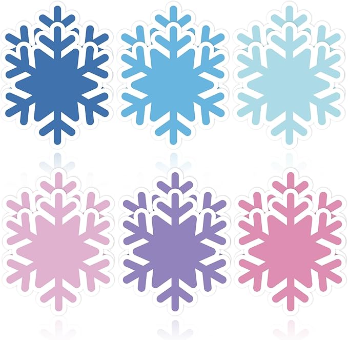 24 Packs Winter Snowflake Sticky Notes Pink Blue Purple Memo Pad 6 Colors 3 x 2.6 Inch Reminder Notepad for Christmas Annotating Office Classroom, 480 Sheets