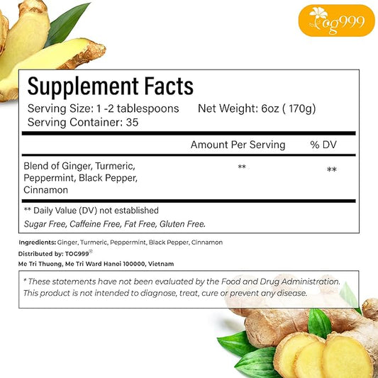 TOG999, 12oz/200 cups Anti-Inflammaheb Loose Leaf Tea | 100% Natural Blend of Ginger, Turmeric, Peppermint, Black Pepper & Cinnamon | Caffeine-Free, Sugar-Free, Gluten-Free, Vegan, Handcrafted