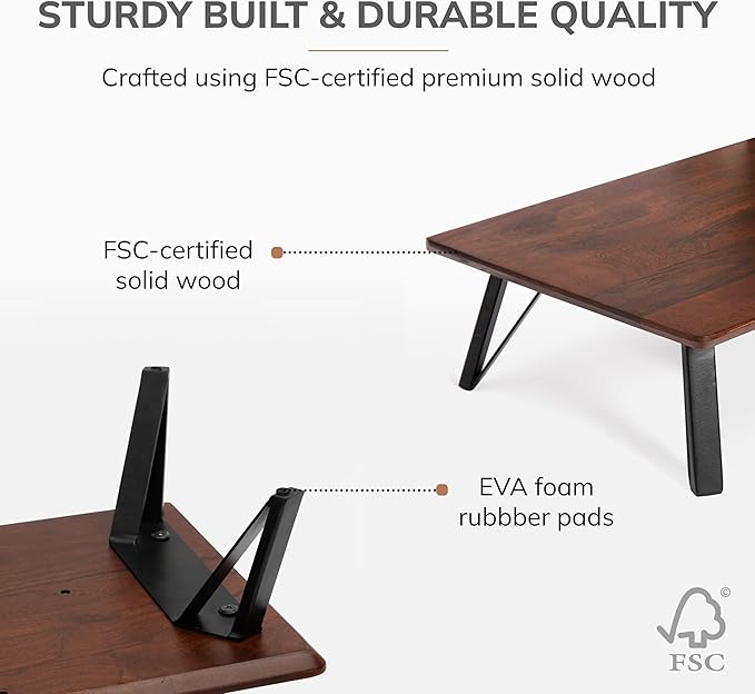 Anji Mountain Monitor Stand - Desktop Organizer & Laptop Riser, Ergonomic Monitor Riser, Space-Saving Monitor Stand for Desk, Durable Construction, Easy Assembly, Ideal for Home & Office,Walnut