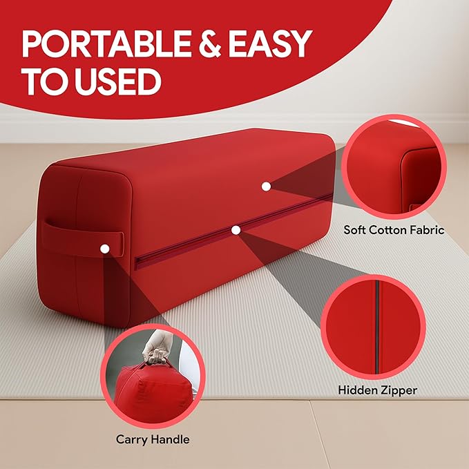 Yoga Bolster Pillow Rectangular Meditation Cushion Cotton